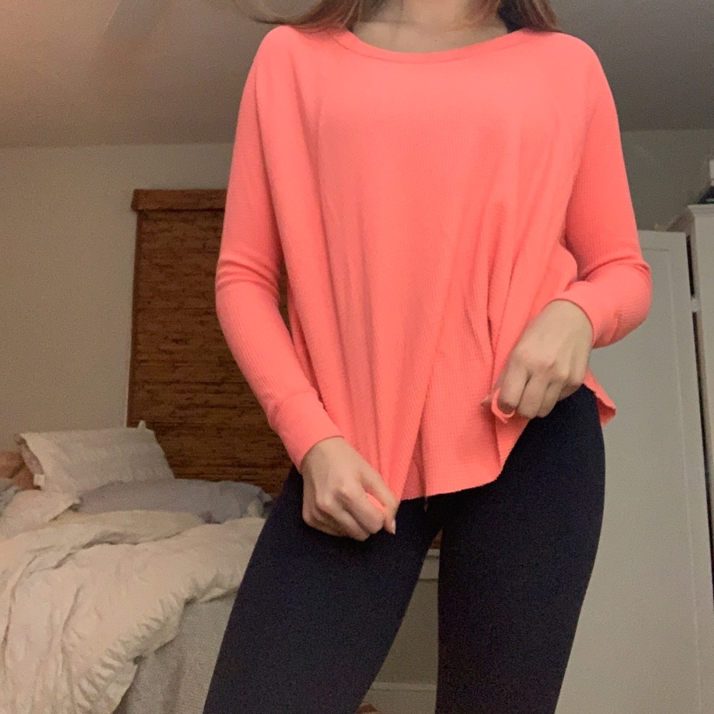 Waffle nit coral free people long sleeve